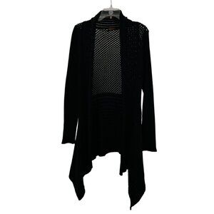Belldini Open Knit Cardigan Black Long Sleeve Open Front Size Medium
